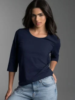 3/4 Arm Shirt aus Biobaumwolle Navy-C2C