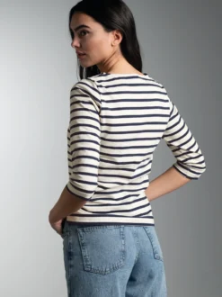 3/4 Arm T-Shirt mit Ringelmuster "Sail" Natur