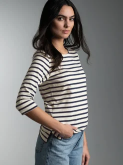3/4 Arm T-Shirt mit Ringelmuster "Sail" Natur
