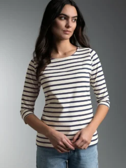 3/4 Arm T-Shirt mit Ringelmuster 