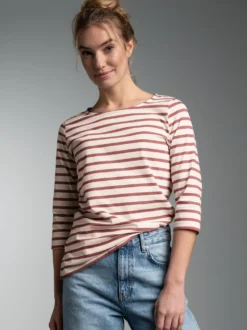 3/4 Arm T-Shirt mit Ringelmuster "Sail" Mahagoni
