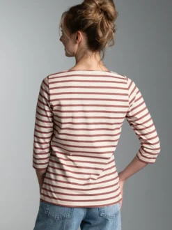 3/4 Arm T-Shirt mit Ringelmuster "Sail" Mahagoni
