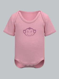 Baby Body mit Print-Motiv "Äffchen" Lilie