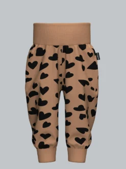 Baby Hose mit Bündchen und Herzmuster Haselnuss