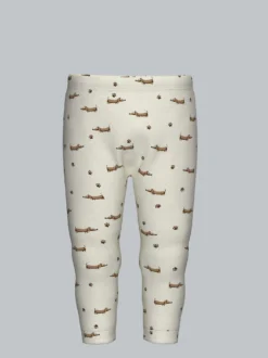 Baby Leggings mit Dackel Print Natur