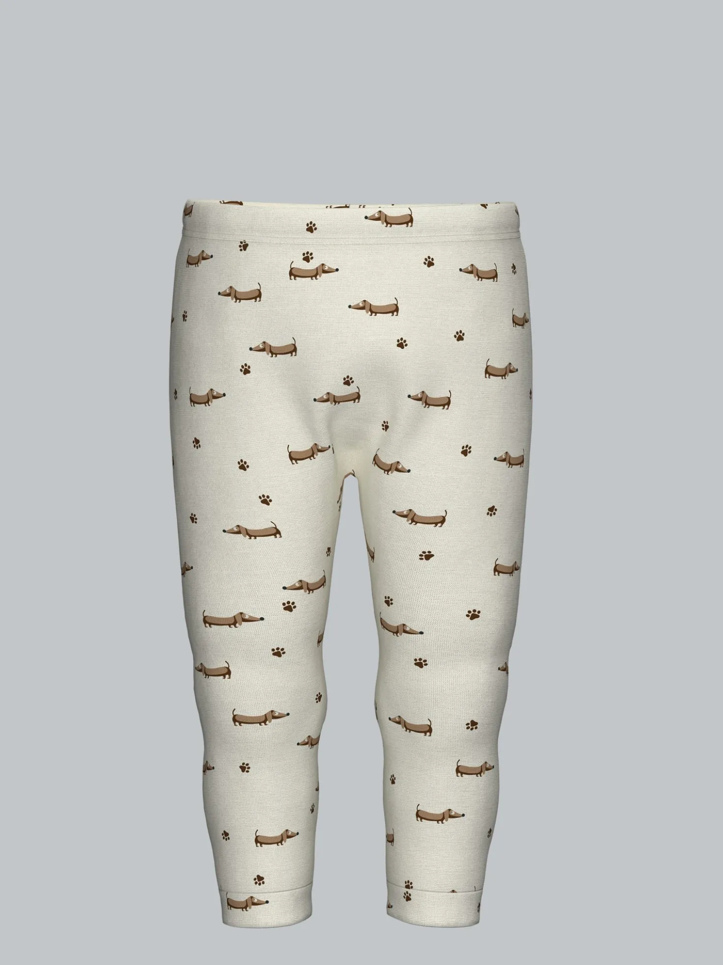 Baby Leggings mit Dackel Print Natur