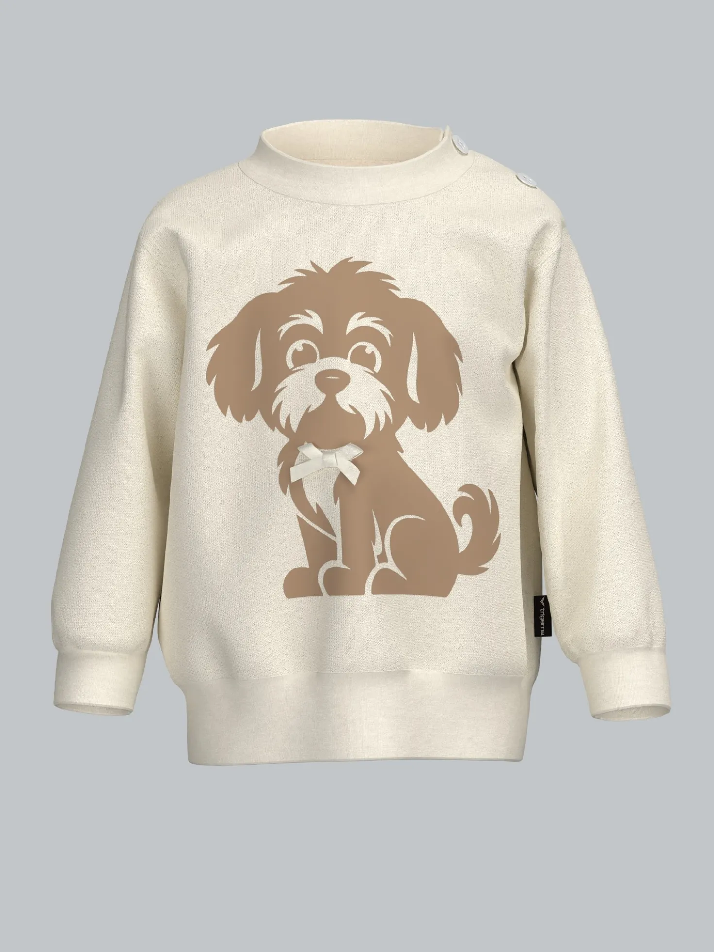 Baby Sweatshirt mit Hundemotiv und Schleife Natur