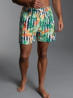 Bade-/Freizeitshorts mit Druckmotiv Weiss
