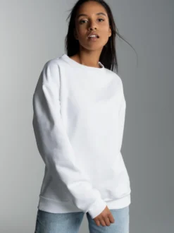 Basic Sweatshirt mit weicher Innenseite Weiss