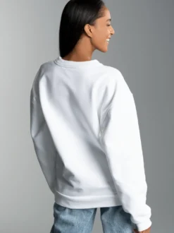Basic Sweatshirt mit weicher Innenseite Weiss