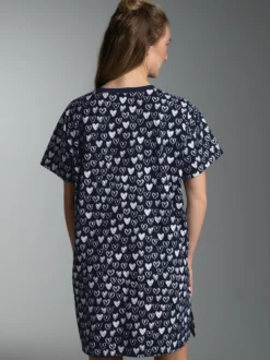 Bigshirt mit Allover Herz Print Navy