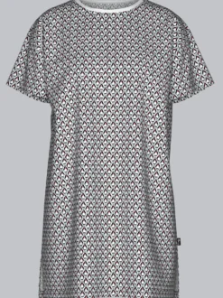 Bigshirt mit Allover-Pinguin-Print Weiss