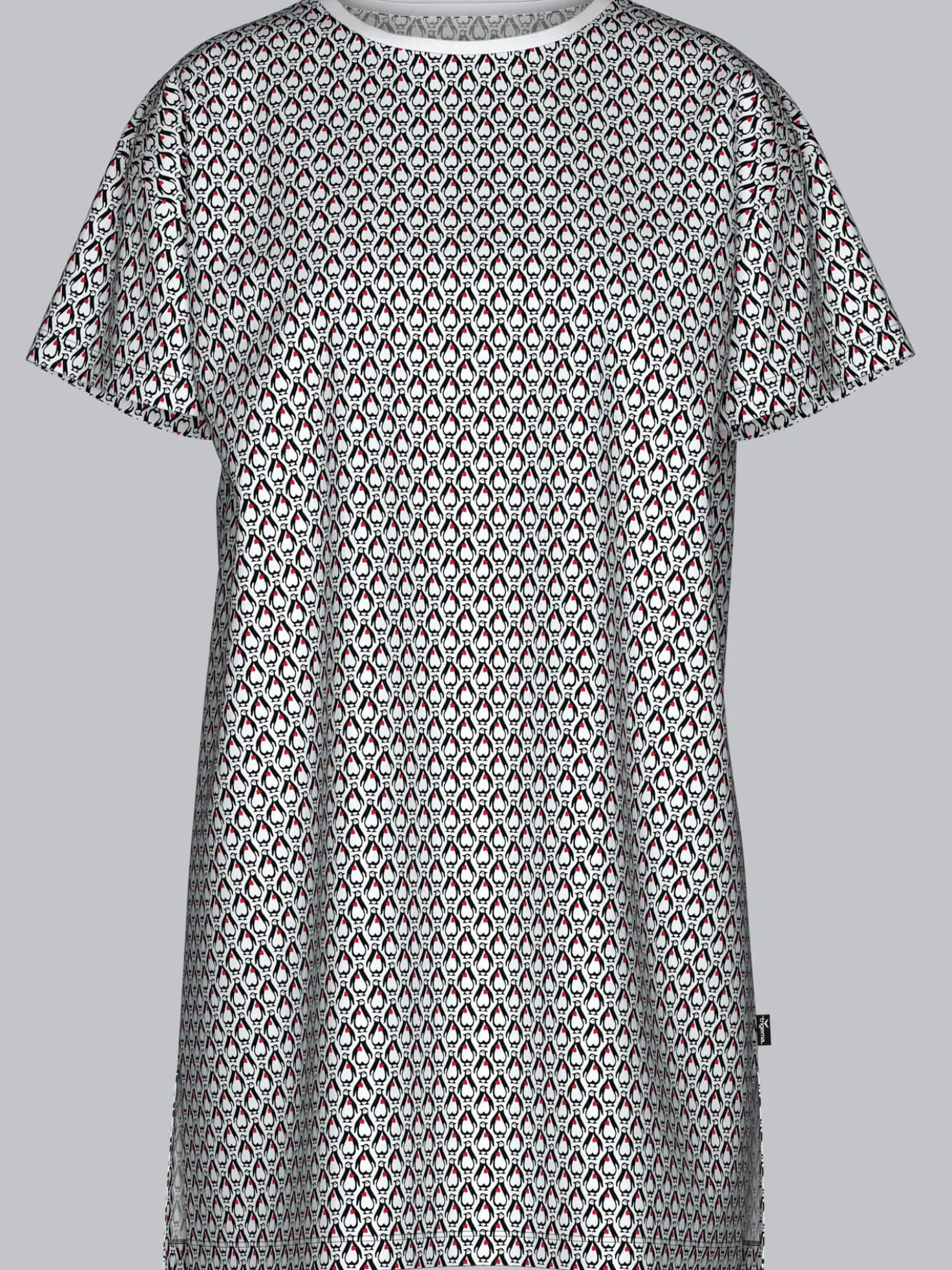 Bigshirt mit Allover-Pinguin-Print Weiss
