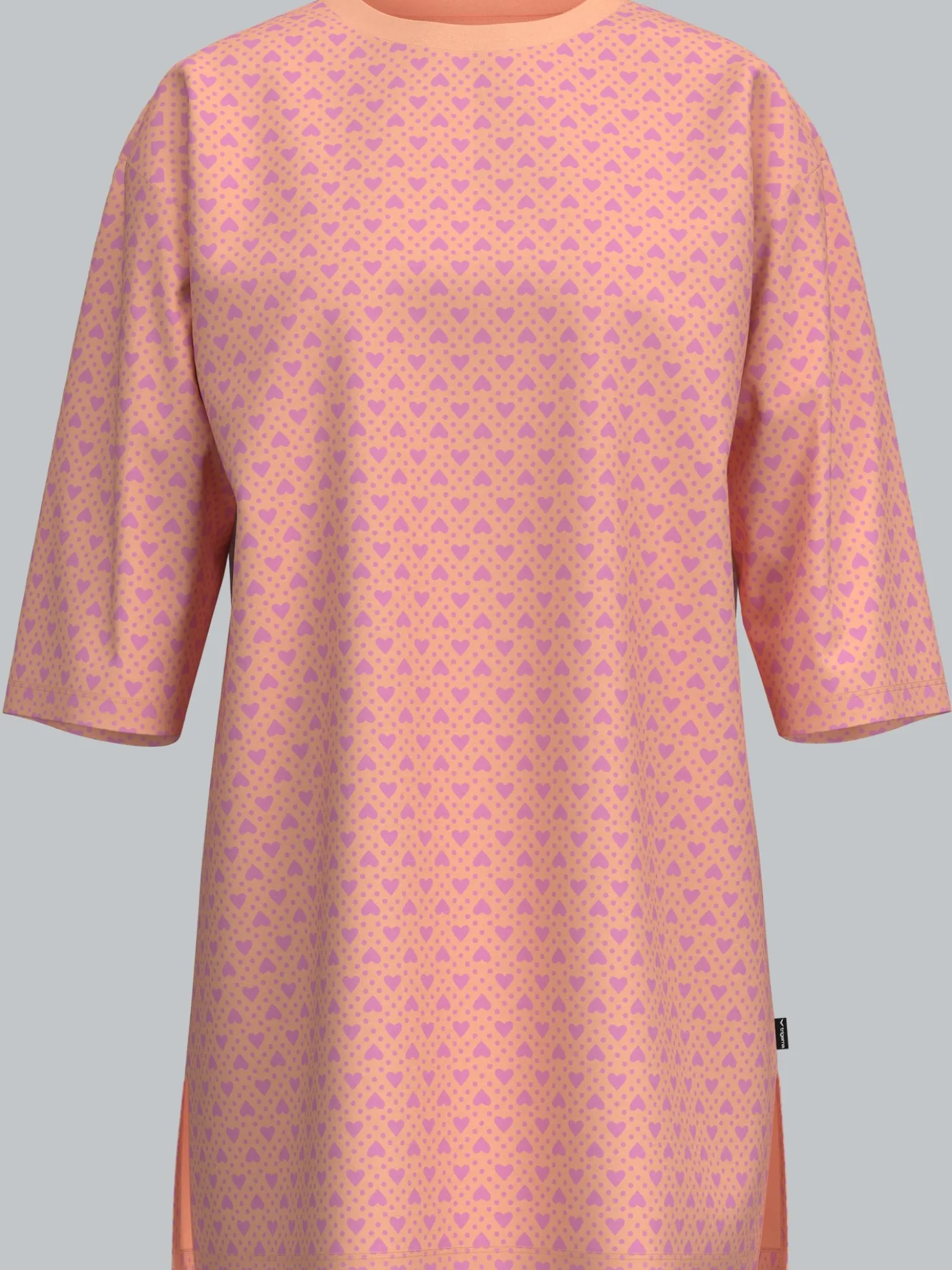 Big Shirt mit feinem Herz Allovermuster Puder