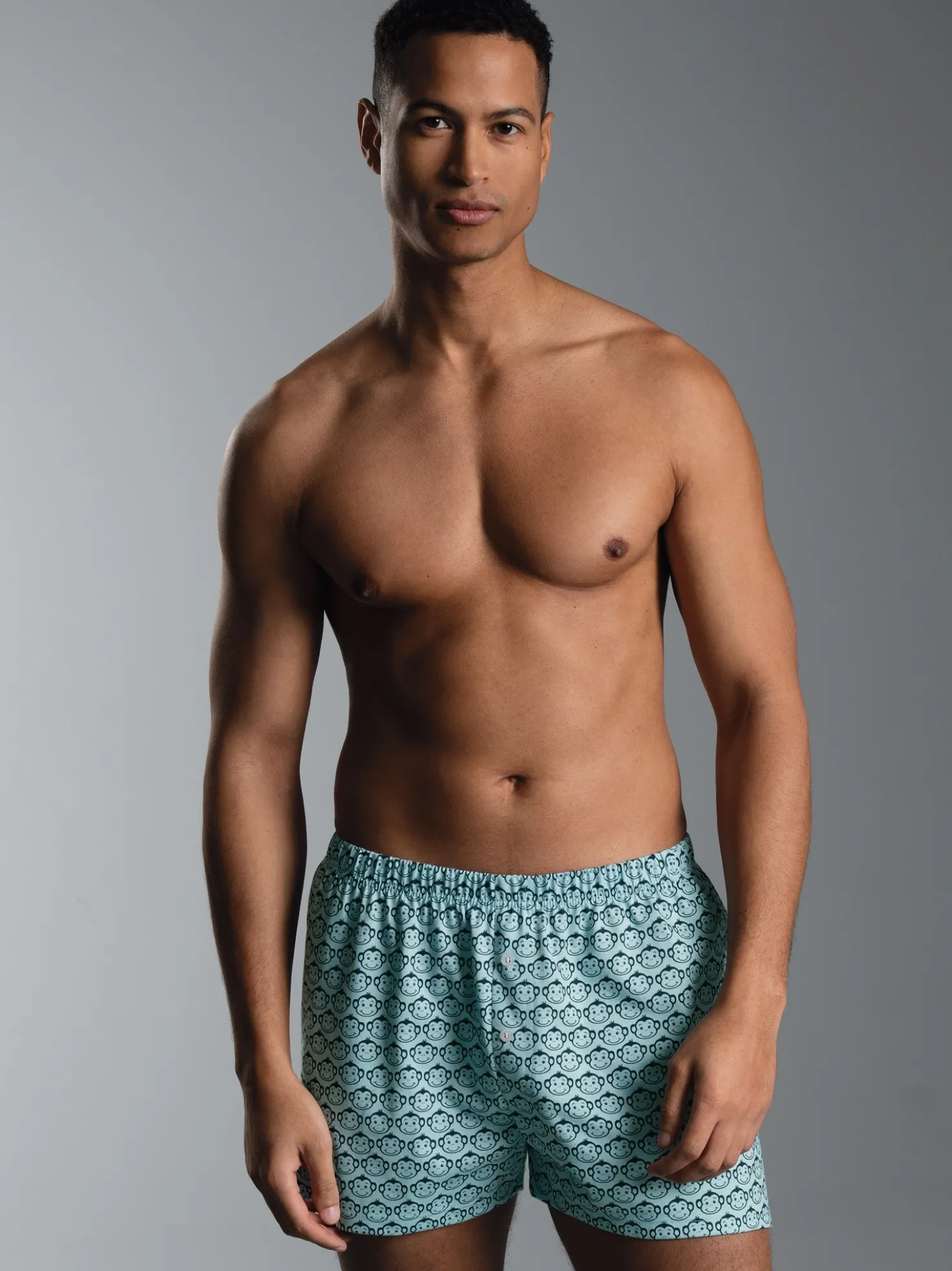 Boxershorts mit Allover-Muster "Äffchen" Gletscher