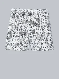 Boxer-Shorts mit freundlichem Smiley-Muster Weiss