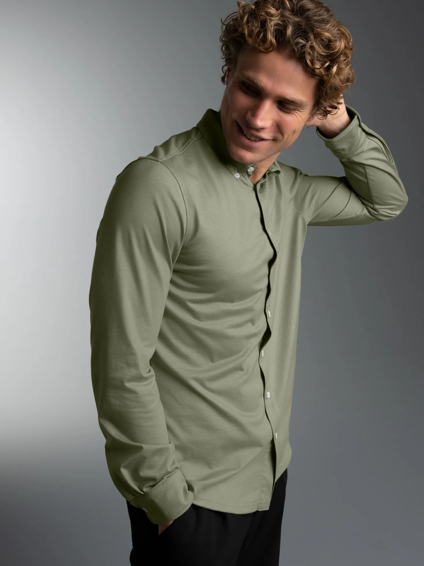 Business-Hemd aus DELUXE-Single-Jersey Salbei