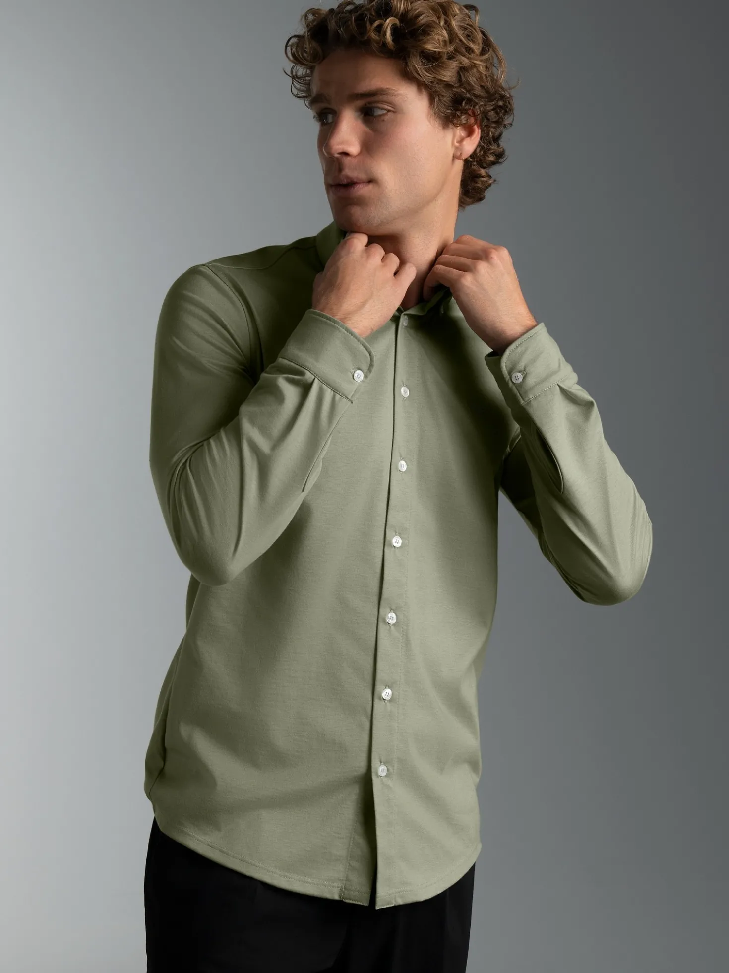 Business-Hemd aus DELUXE-Single-Jersey Salbei