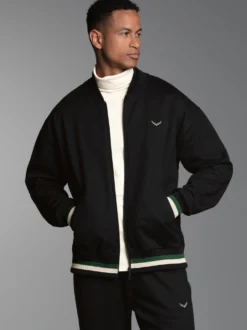 Collegejacke mit kontrastfarbigen Elementen Schwarz