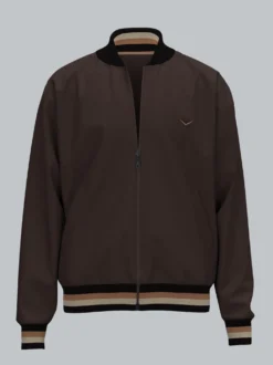 Collegejacke mit kontrastfarbigen Elementen Mocca
