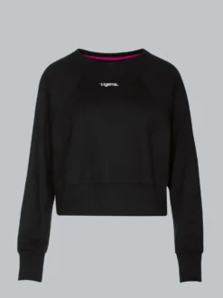 Cropped Sweatshirt in leichter Qualität Schwarz