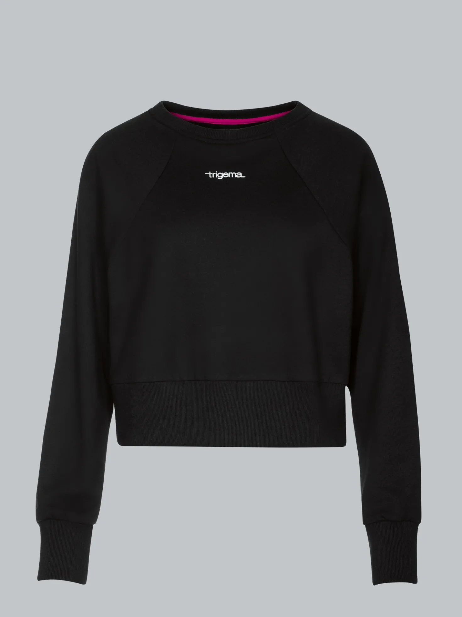 Cropped Sweatshirt in leichter Qualität Schwarz