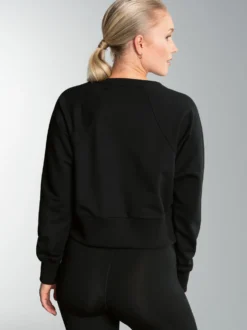 Cropped Sweatshirt in leichter Qualität Schwarz