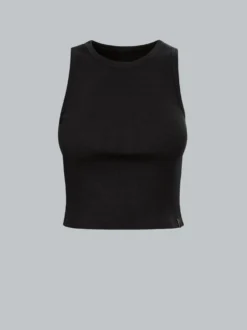 Cropped Top aus elastischem Doppelripp Schwarz
