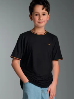 Deutschland T-Shirt mit kontrastfarbigen Bündchen Schwarz