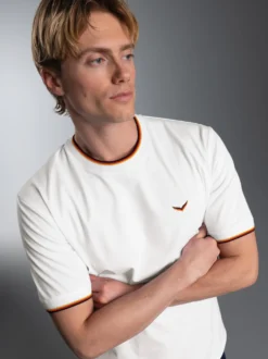 Deutschland T-Shirt mit kontrastfarbigen Bündchen Weiss