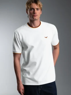 Deutschland T-Shirt mit kontrastfarbigen Bündchen Weiss