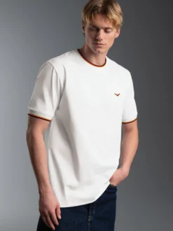 Deutschland T-Shirt mit kontrastfarbigen Bündchen Weiss