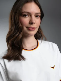 Deutschland T-Shirt mit kontrastfarbigen Bündchen Weiss