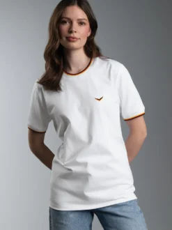 Deutschland T-Shirt mit kontrastfarbigen Bündchen Weiss