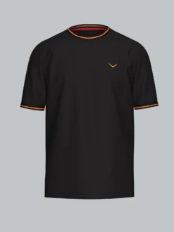 Deutschland T-Shirt mit kontrastfarbigen Bündchen Schwarz