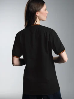Deutschland T-Shirt mit kontrastfarbigen Bündchen Schwarz