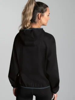 Dünne Kapuzenjacke mit praktischen Taschen Schwarz