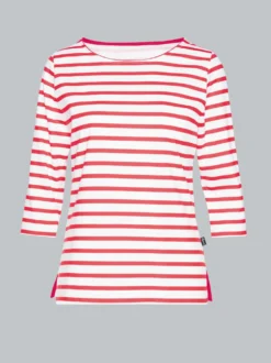 Dreiviertelarm Shirt mit RingelmusterKoralle