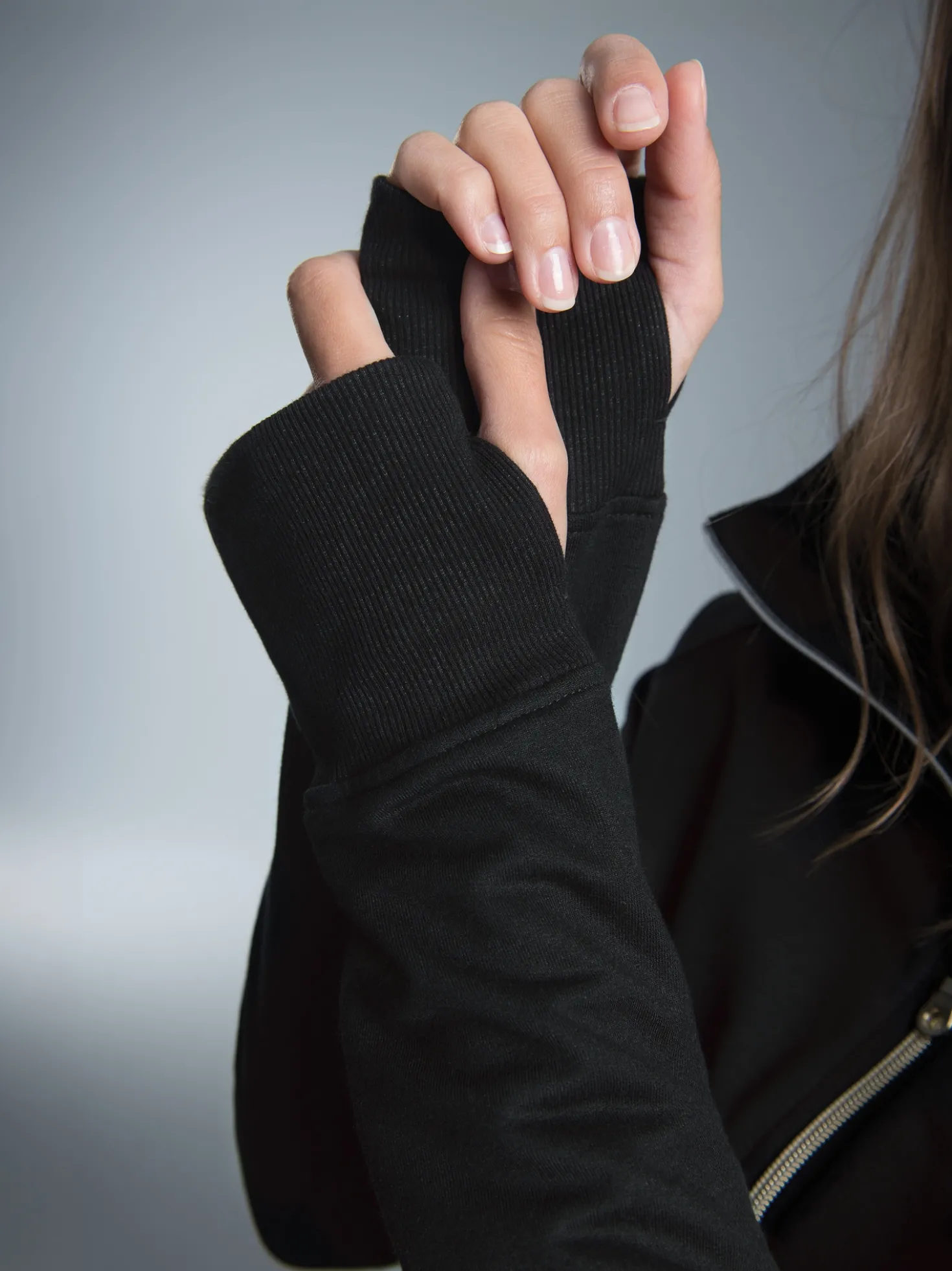 Figurbetonte Kapuzenjacke Schwarz