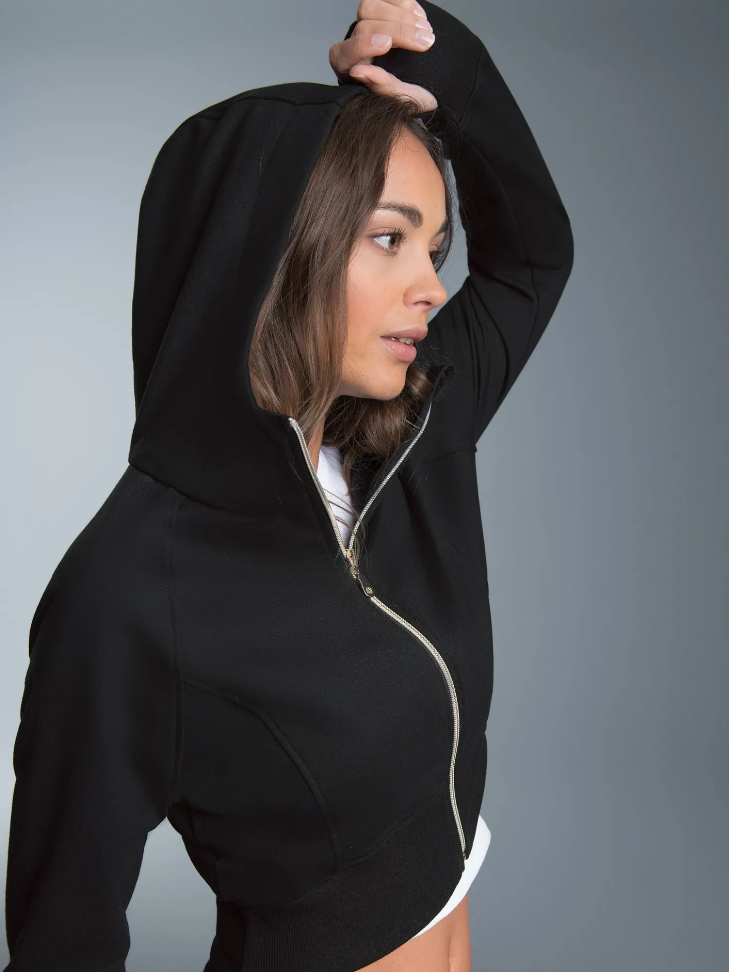 Figurbetonte Kapuzenjacke Schwarz