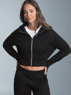 Figurbetonte Kapuzenjacke Schwarz