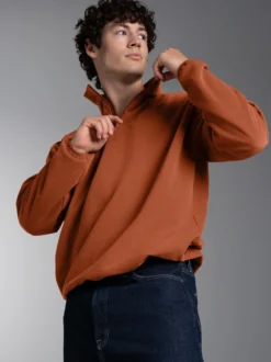 Fleece Sweatshirt mit Stehkragen Zimt