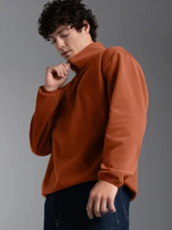 Fleece Sweatshirt mit Stehkragen Zimt