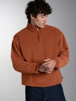 Fleece Sweatshirt mit Stehkragen Zimt