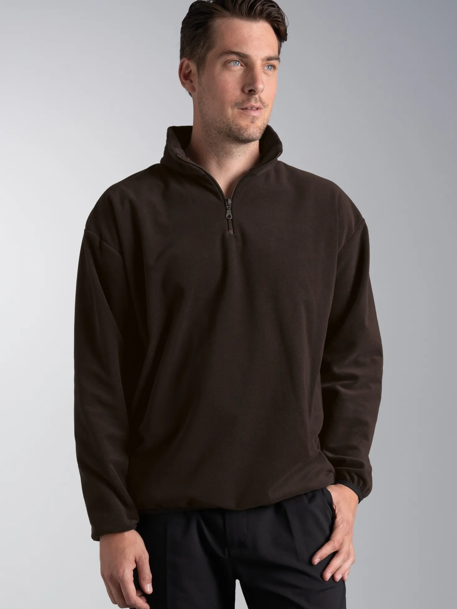 Fleece Sweatshirt mit Stehkragen Mocca