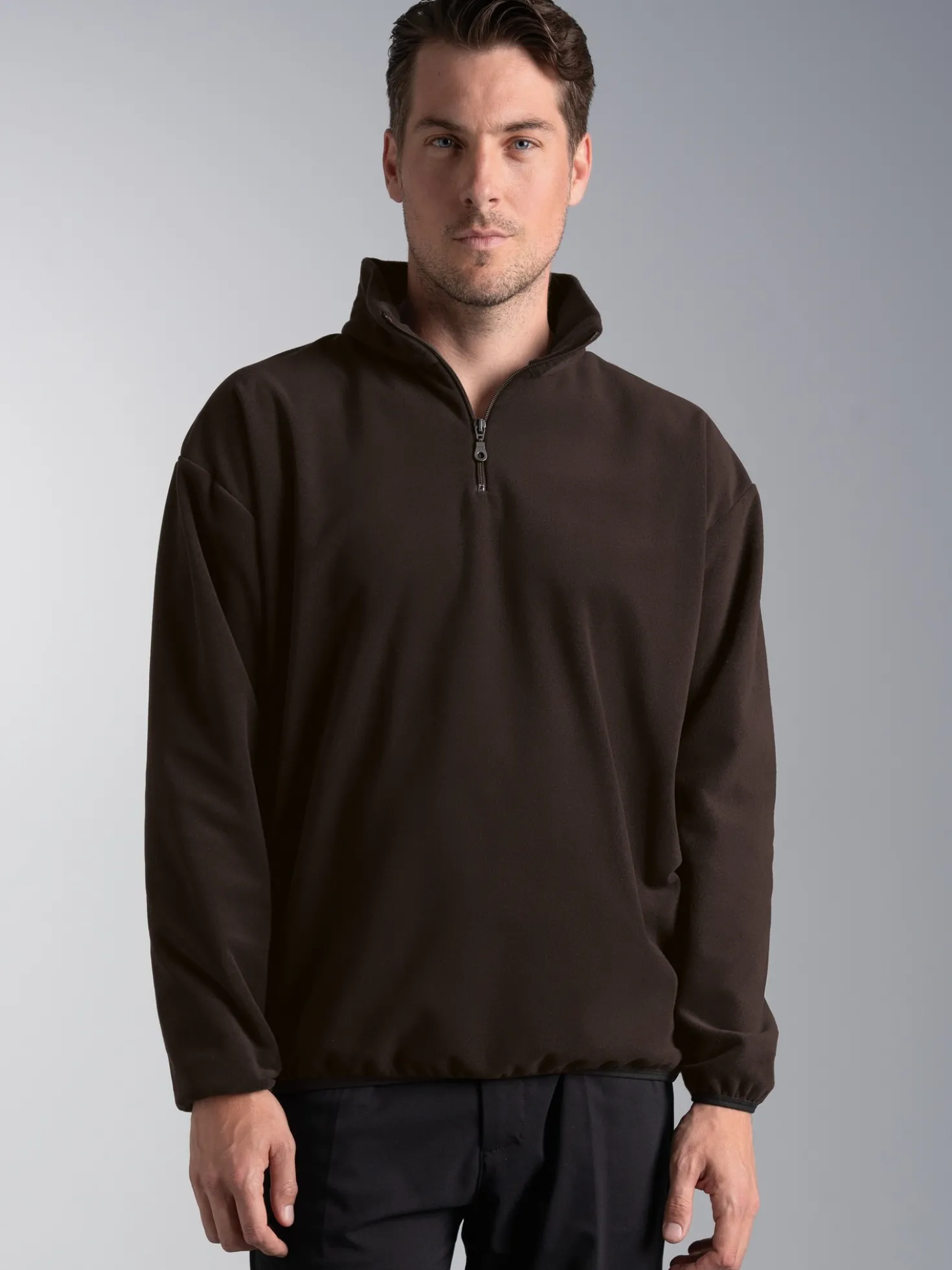 Fleece Sweatshirt mit Stehkragen Mocca