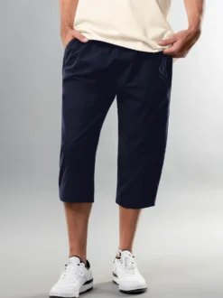 3/4 Freizeithose aus Baumwolle Navy