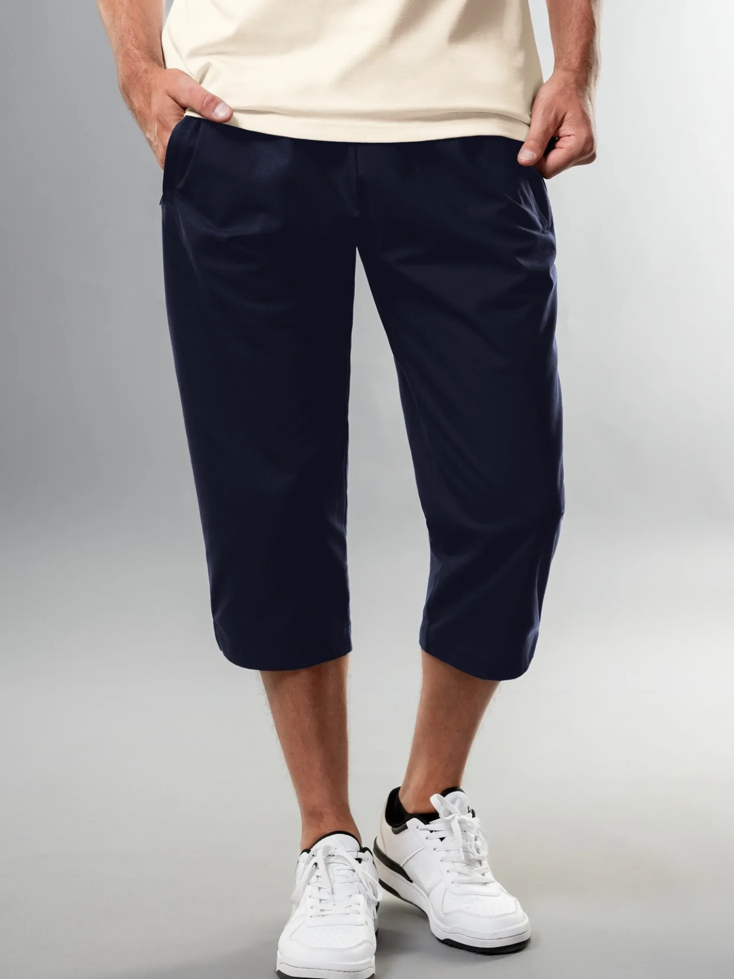 3/4 Freizeithose aus Baumwolle Navy