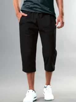 3/4 Freizeithose aus Baumwolle Schwarz