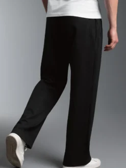 Freizeithose mit weitem Bein und Elastikbund Schwarz